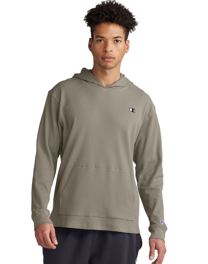 Champion Waffle Erkek Kapşonlu Sweatshirt Koyu Haki ( HJPFLZ827 )